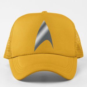 NEW Star Trek Starfleet Badge Silver Logo Foam Trucker Mesh Snapback Hat GOLDEN